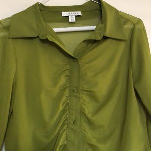Top shop Chartreuse mesh button down blouse. Never worn. Size Small